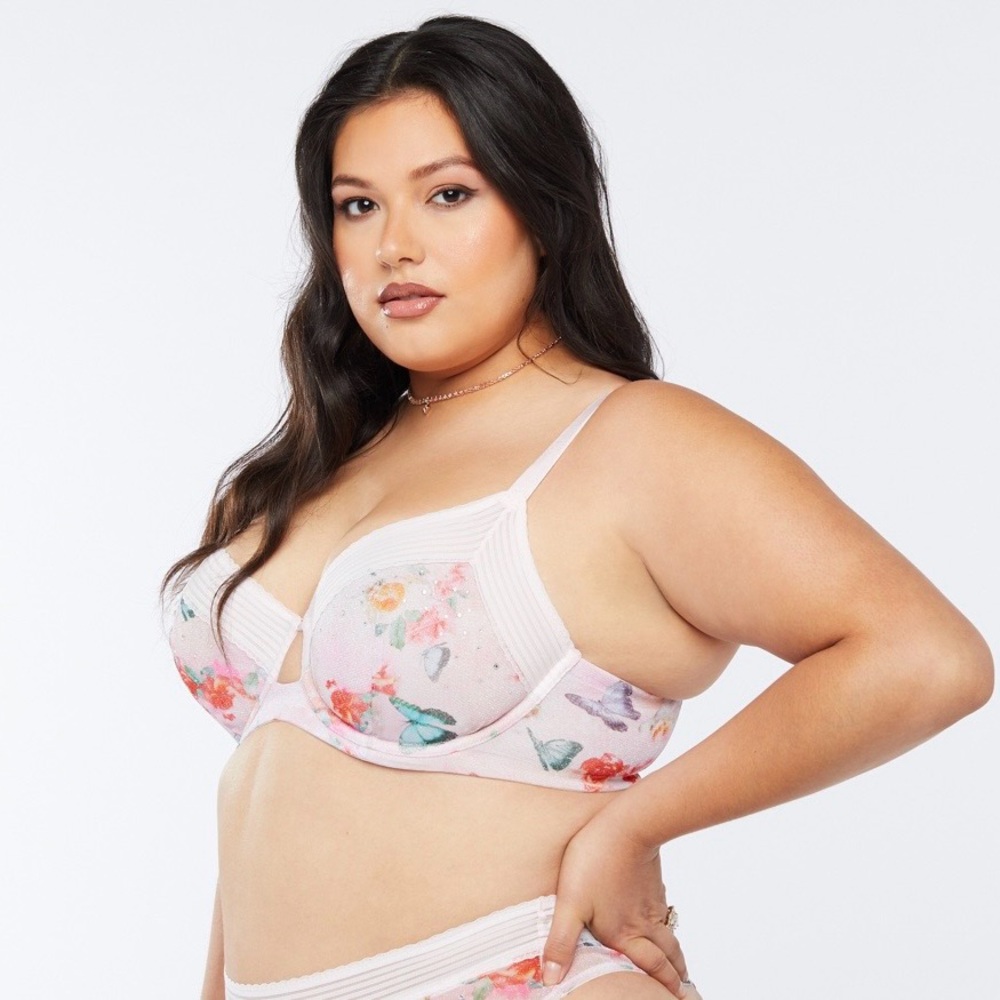 Savage X Fenty Garden of Eden Floral Butterfly Underwire Unlined Bra, size 44D